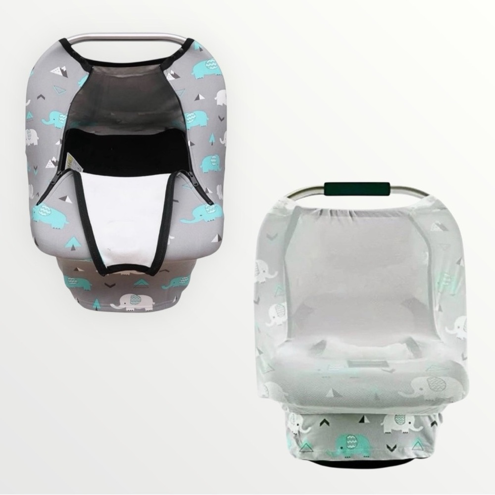 Acrabros Grey & Teal Baby Elephant Print Kids Car Seat Cover Snug
